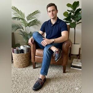 Sperry Authentic Original Boat Shoes Men's Size 9 Navy/Burgundy